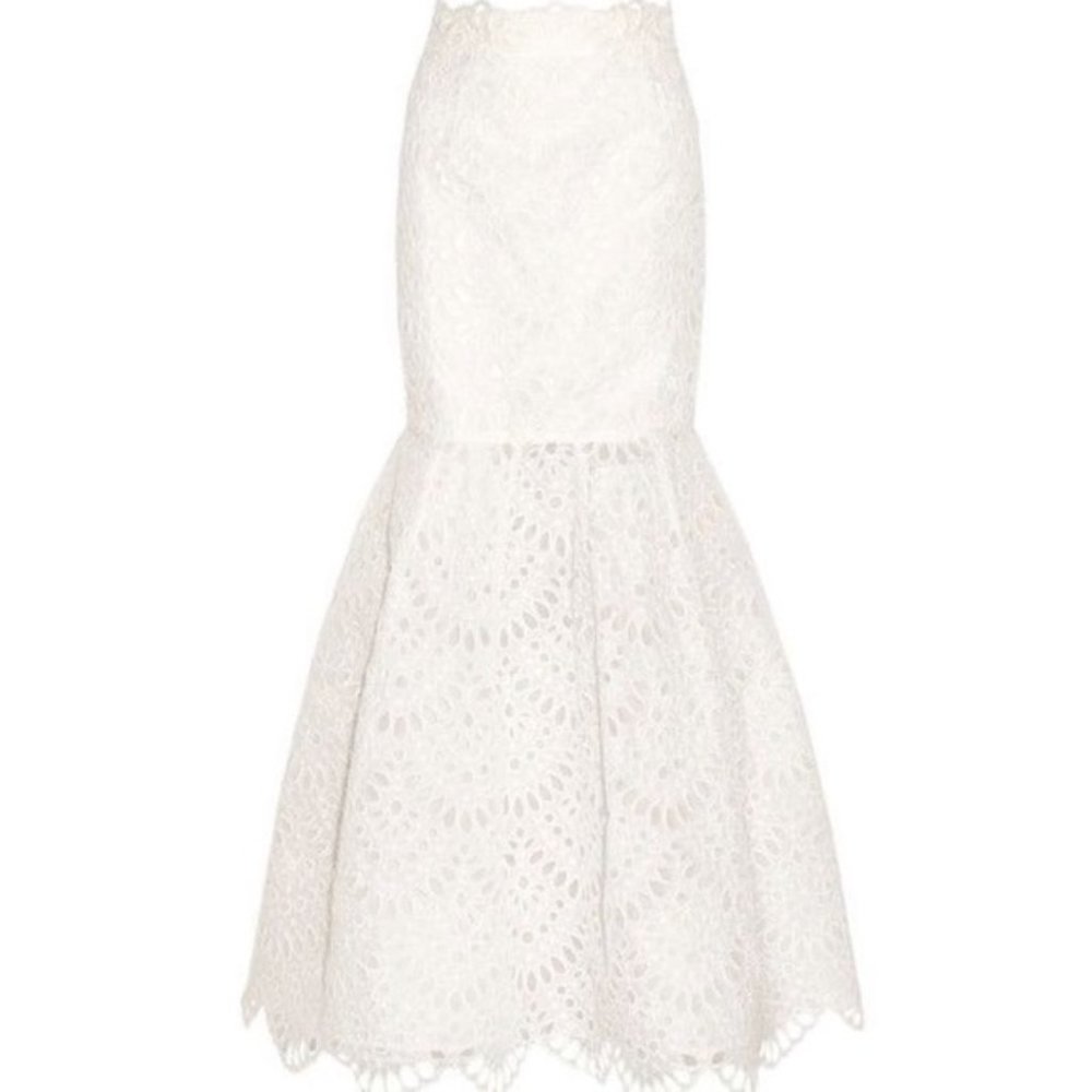 Oscar de la Renta Broderie Anglaise Silk Organza Bridal Wedding Maxi Skirt